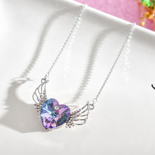 S925 Silver Angel Wings Heart Necklace with Crystals