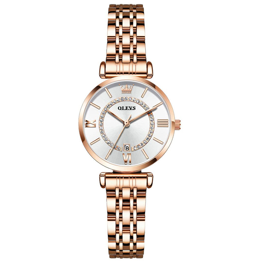 Rose Gold Petite Women's Watch with Diamond Dial