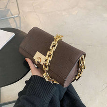 The Chain Reaction - Retro Underarm Bag with Gold-Tone Chain Strap