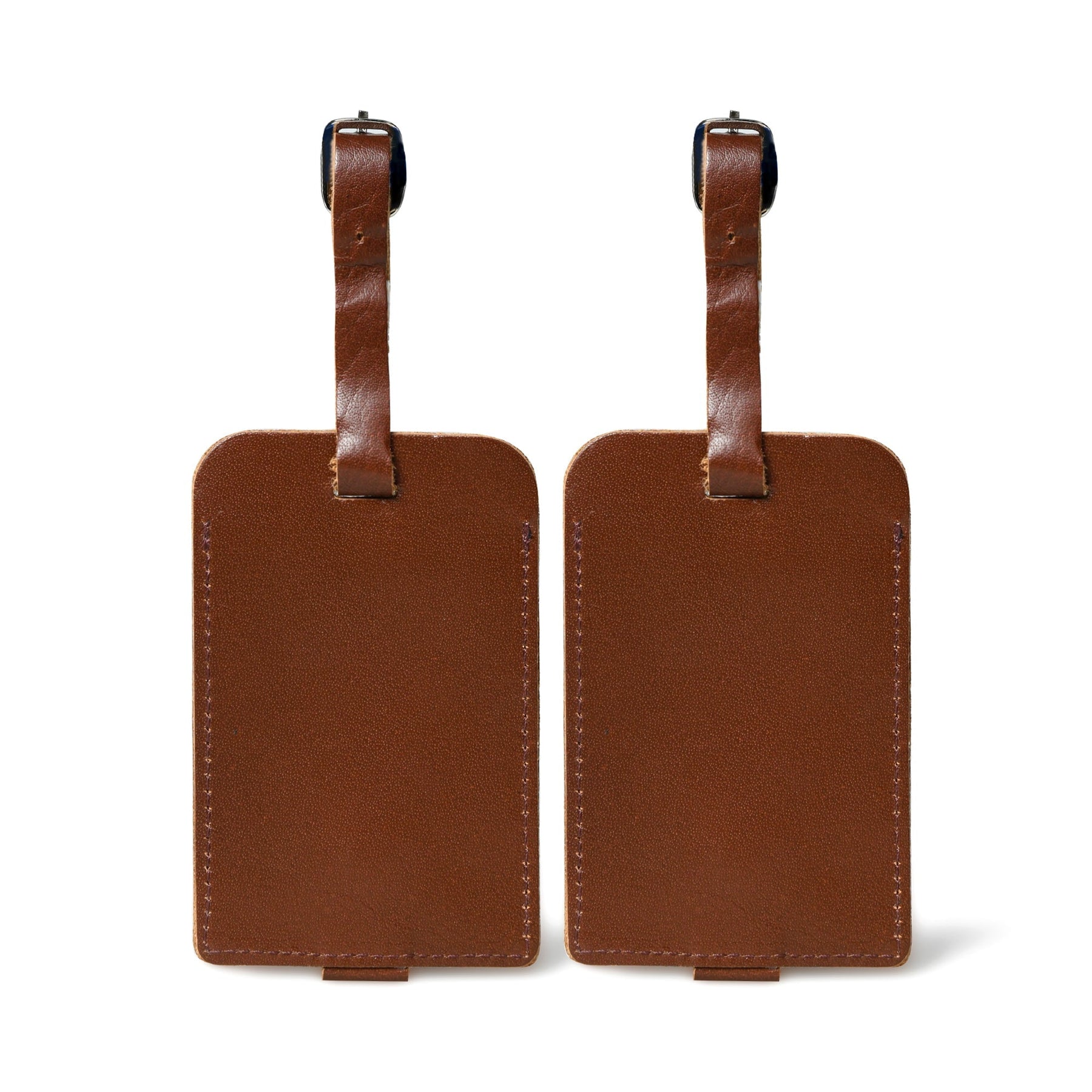 Dark Brown Leather Luggage Tags Set