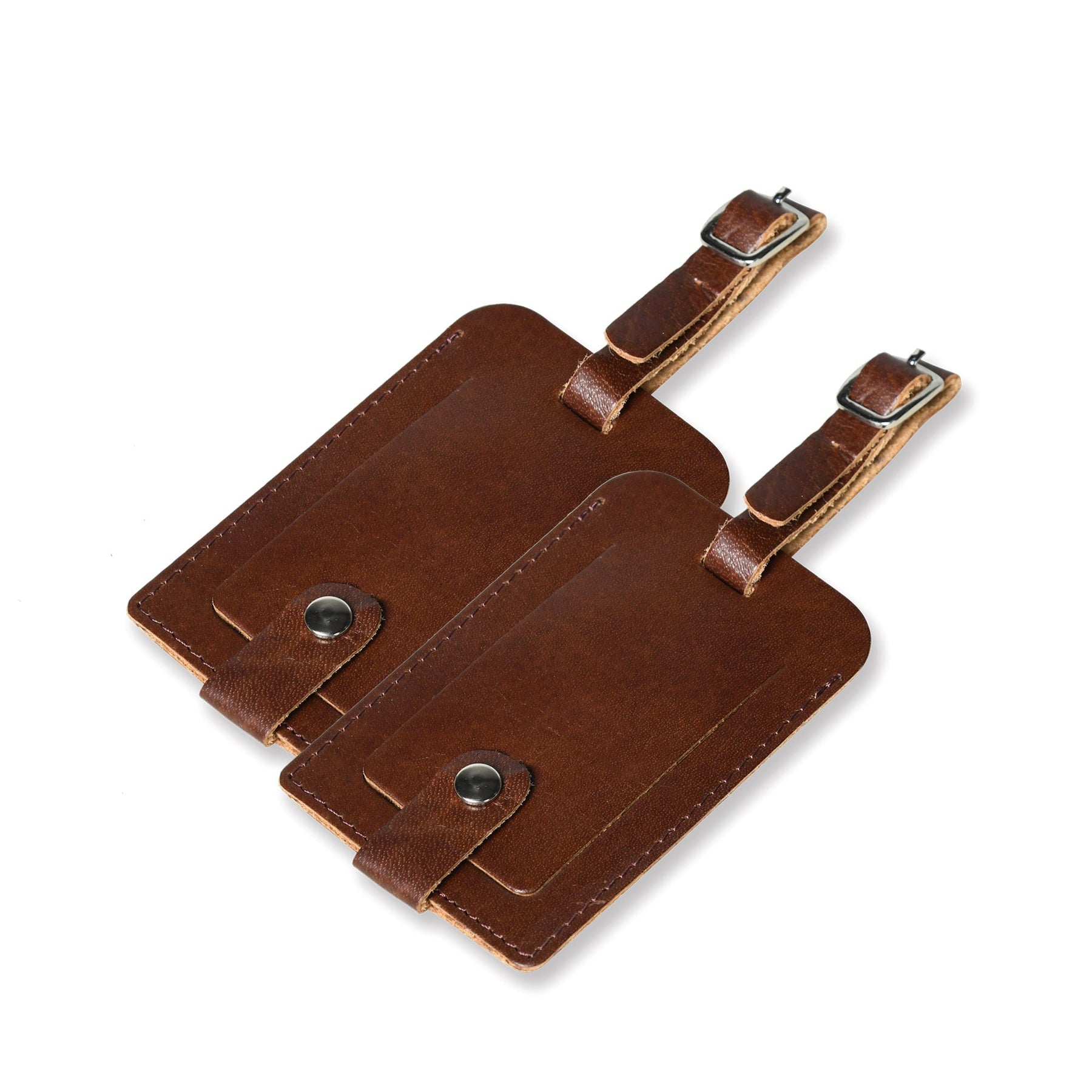 Dark Brown Leather Luggage Tags Set