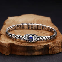 Hand-woven Blue Zircon Bracelet in 925 Sterling Silver