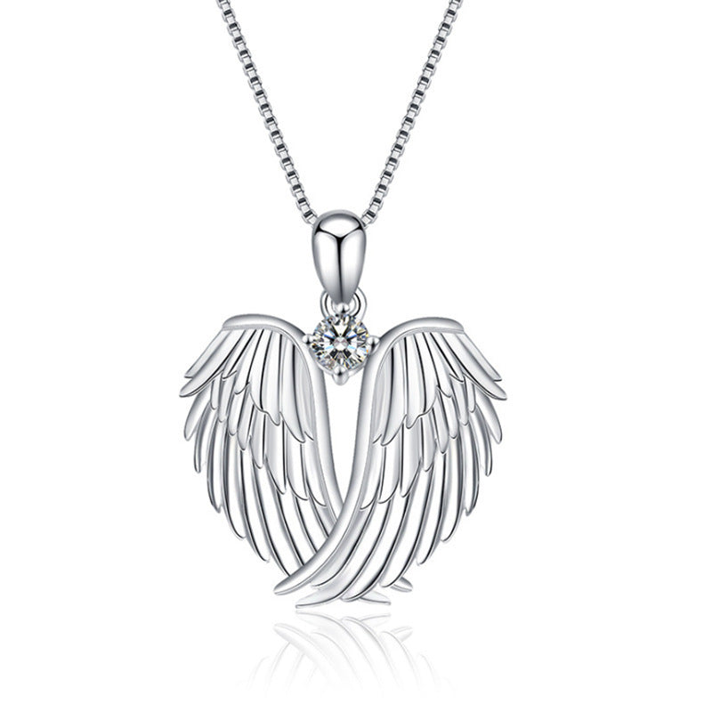 Angel Wing Diamond Pendant Necklace for Women