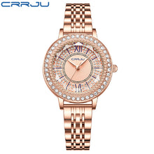 CRRJU Sparkling Diamond Steel Watch for Women