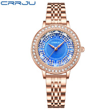 CRRJU Sparkling Diamond Steel Watch for Women