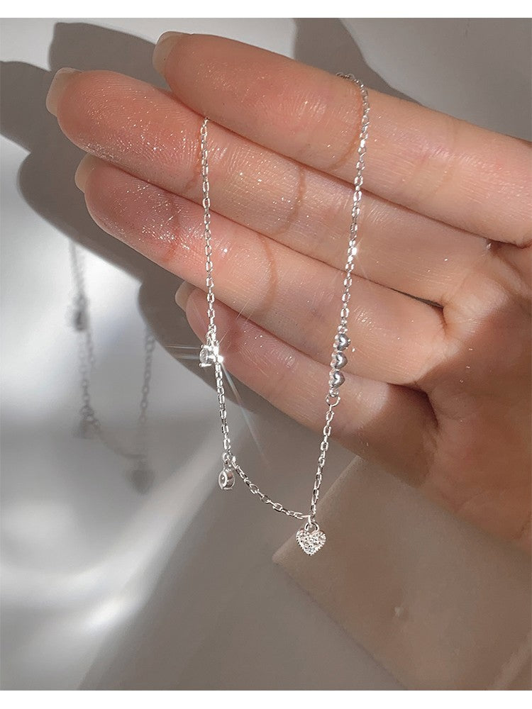 Glossy 925 Sterling Silver Heart Zircon Bracelet