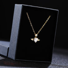 Short Women's Heart Lock Necklace with Angel Wings