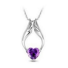 Angel Wing Heart Necklace with Pink Crystal Design