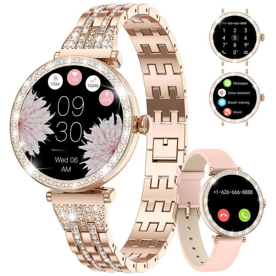 Elegant Diamond Smartwatch for Women with Bluetooth Calls
