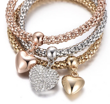 Corn Chain Diamond Heart Bracelet for Women