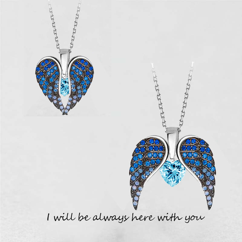 Fashion Women's Angel Wings Necklace with Heart Pendant