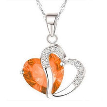 Crystal Heart Pendant Alloy Necklace for Women