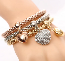 Corn Chain Diamond Heart Bracelet for Women