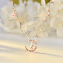 S925 Silver Star and Moon Necklace for Women