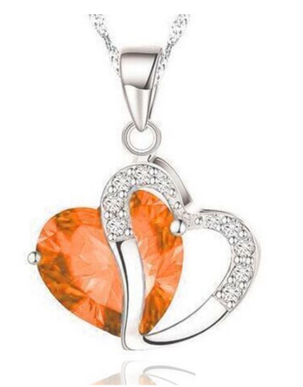 Crystal Heart Pendant Alloy Necklace for Women