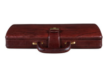 Executive Men's Leather Attache Briefcase Brown/Cherry Red