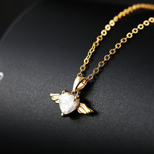 Short Women's Heart Lock Necklace with Angel Wings