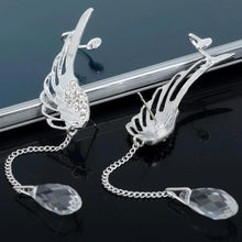 Angel Wing Tassel Earrings with Crystal Clip-On Design