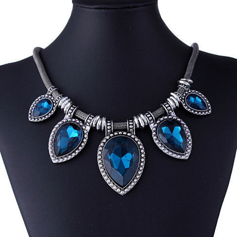 BeYOUtiful Crystal And Antique Silver Style Statement Necklace