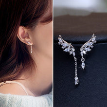 Asymmetrical Tassel Earrings with Angel Wing Design