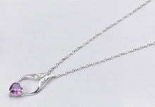Angel Wing Heart Necklace with Pink Crystal Design