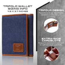 Mens RFID Wallet - Extra Capacity Leather Trifold 7 slot with ID Window