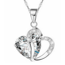 Crystal Heart Pendant Alloy Necklace for Women