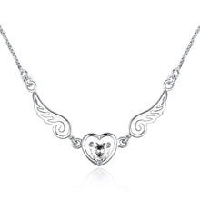Angel Wings Heart Necklace with Crystal Pendant