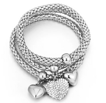 Corn Chain Diamond Heart Bracelet for Women