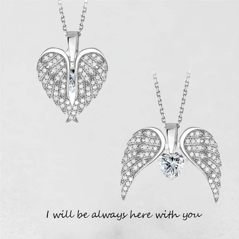 Fashion Women's Angel Wings Necklace with Heart Pendant