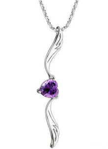 Angel Wing Heart Necklace with Pink Crystal Design