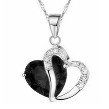 Crystal Heart Pendant Alloy Necklace for Women