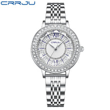CRRJU Sparkling Diamond Steel Watch for Women