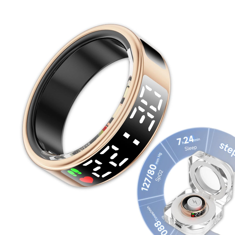 2024 Smart Fitness Ring Touch Screen with Health Tracker (Gold 11#)