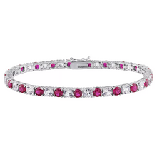 6CTW Lab-Created Ruby & White Sapphire Tennis Bracelet in 14K Gold Overlay – 7.25”