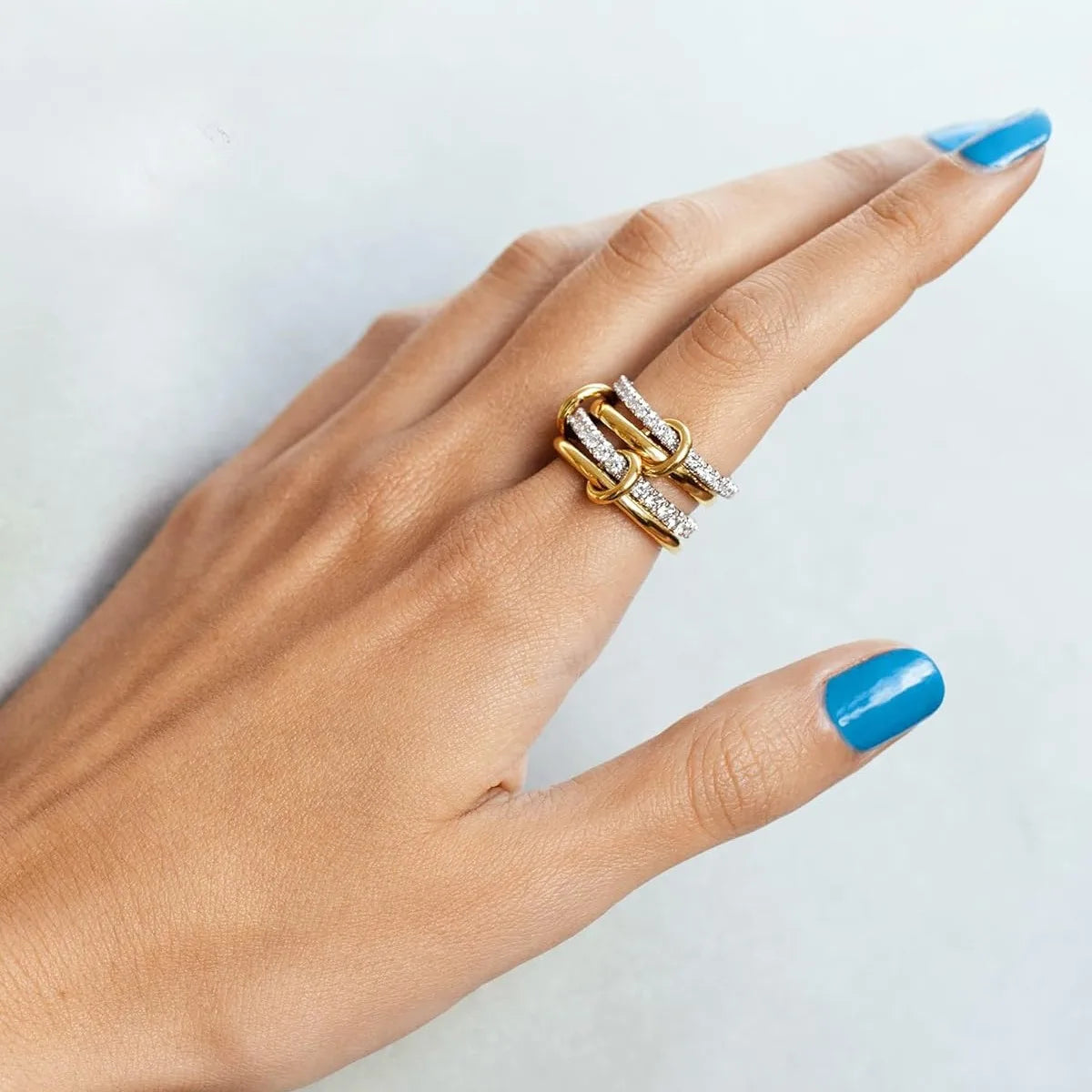 Two-Tone Four-Band Copper Ring – Stacking Cocktail Style