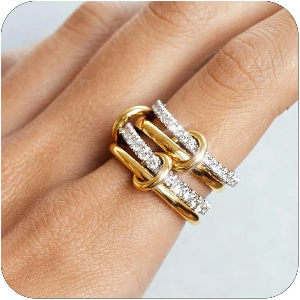 Two-Tone Four-Band Copper Ring – Stacking Cocktail Style