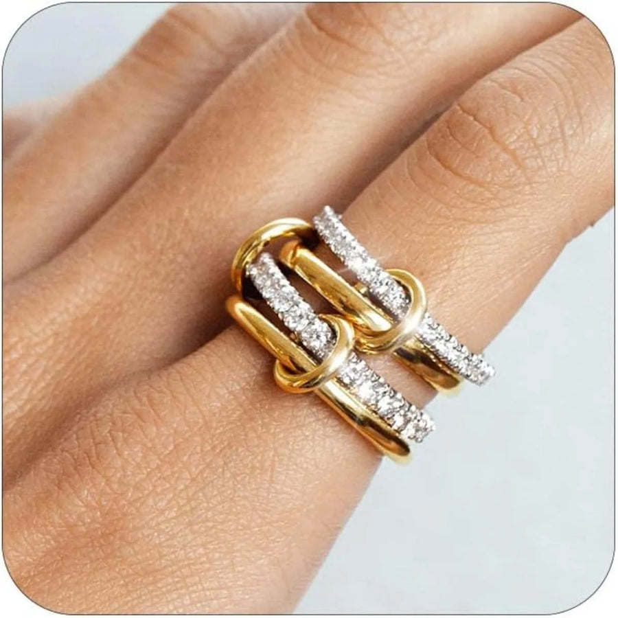 Two-Tone Four-Band Copper Ring – Stacking Cocktail Style