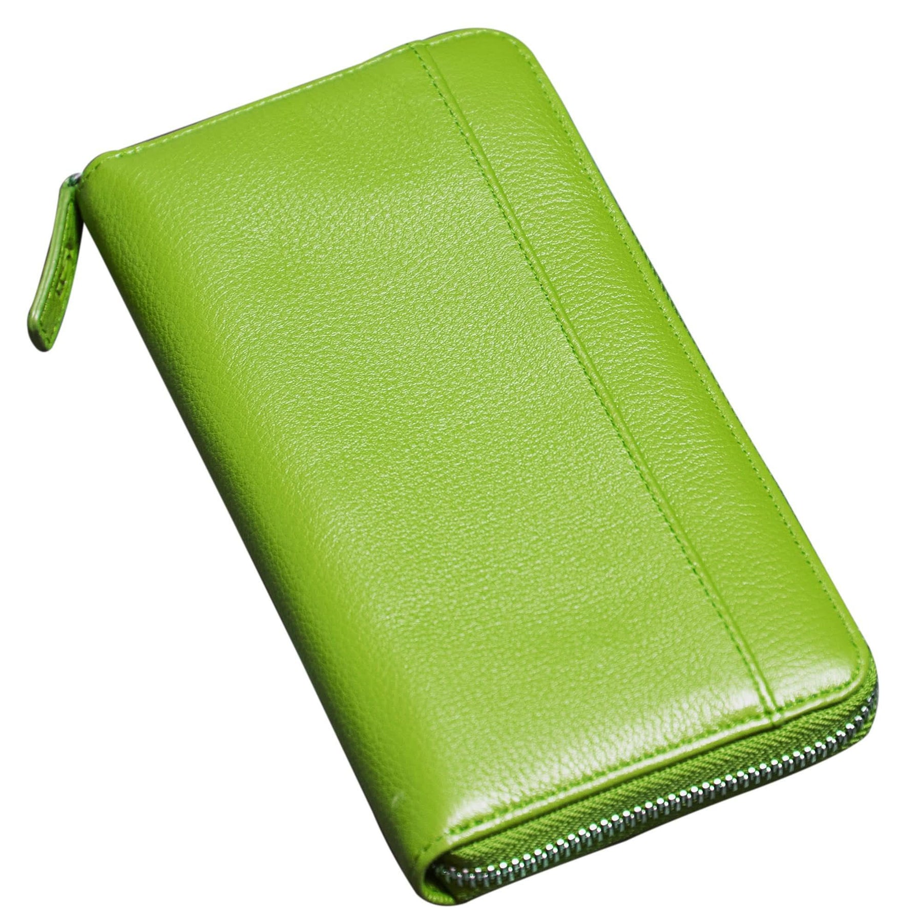 Sophia Full-Grain Leather Structured Double-Zip Wallet with RFID Protection