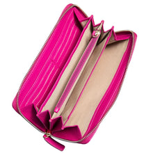 Sophia Full-Grain Leather Structured Double-Zip Wallet with RFID Protection