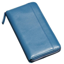 Sophia Full-Grain Leather Structured Double-Zip Wallet with RFID Protection