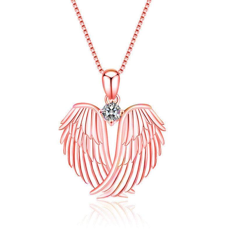 Angel Wing Diamond Pendant Necklace for Women