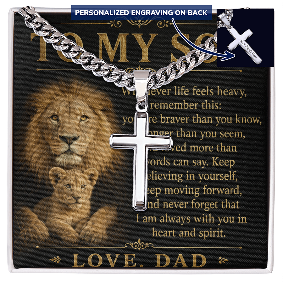 Cross of Courage™ Personalized Cuban Link Chain