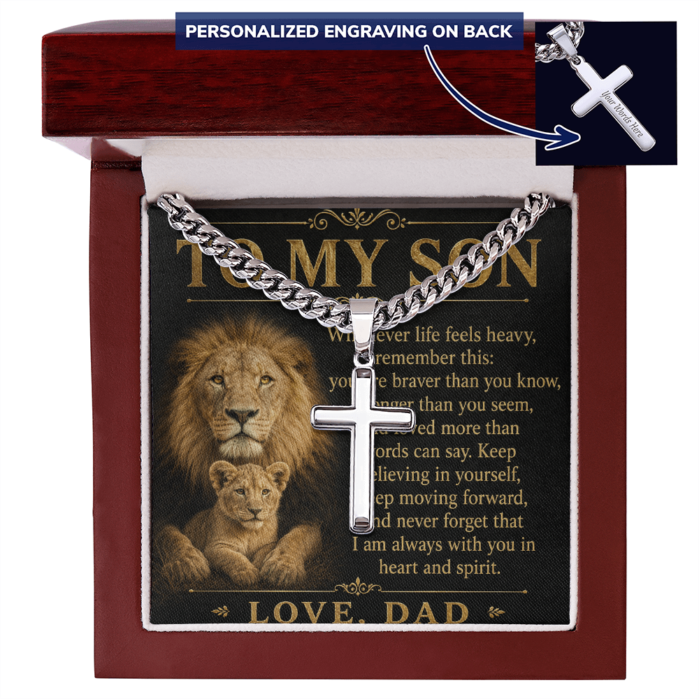 Cross of Courage™ Personalized Cuban Link Chain