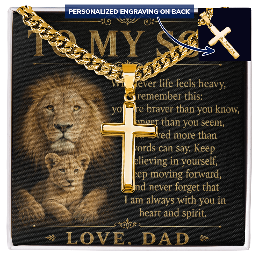 Cross of Courage™ Personalized Cuban Link Chain