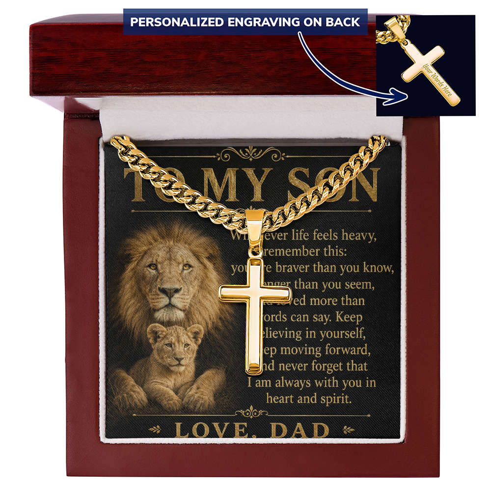 Cross of Courage™ Personalized Cuban Link Chain