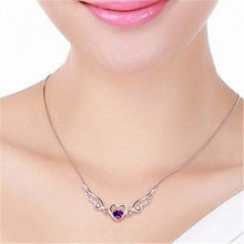 Angel Wings Heart Necklace with Crystal Pendant