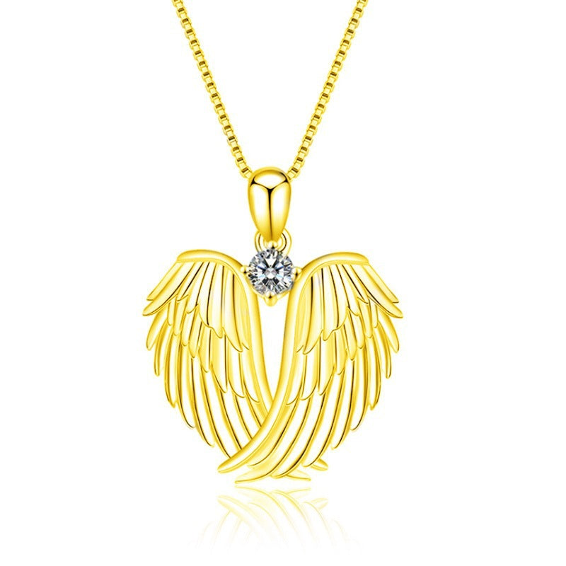 Angel Wing Diamond Pendant Necklace for Women
