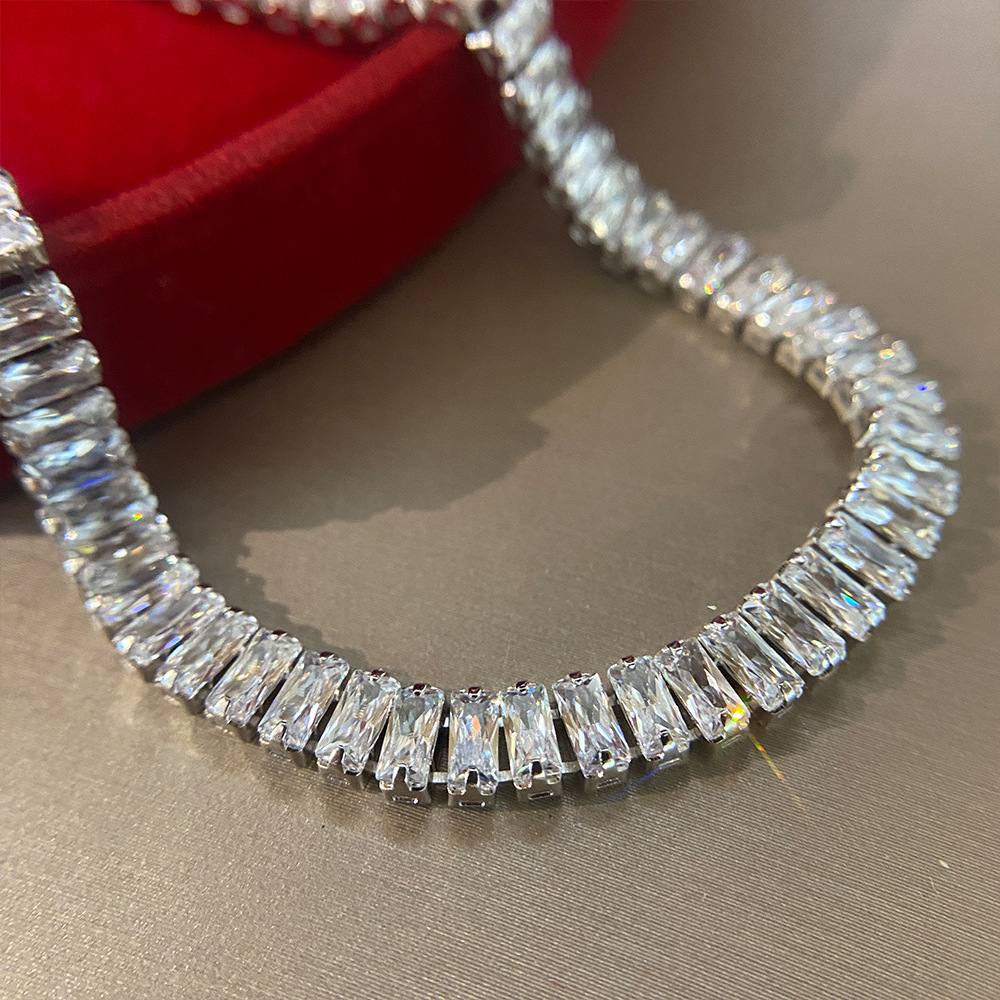 High Carbon Simulation Diamond Bracelet Chain – Heart Shape (16cm)