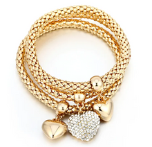 Corn Chain Diamond Heart Bracelet for Women